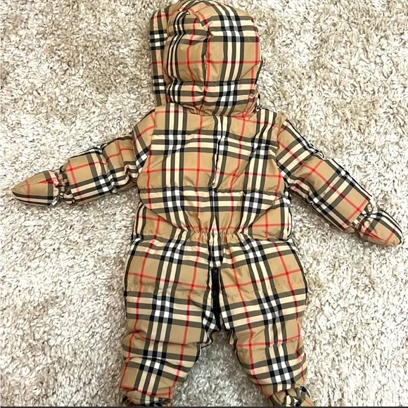 Burberry Kids Check Puffer Jacket - Beige and Black - Picture 2 of 5